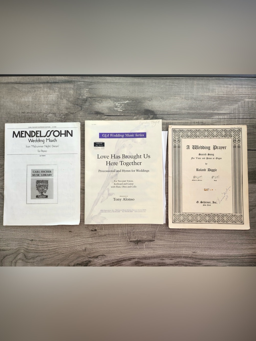 3 Wedding Sheet Music Piano Organ Guitar Flute oboe Cello Prayer March Love Has